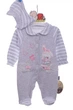 Человечек с шапкой для девочки трикотажный Зайка серый 62 см (37086) - изображение 1