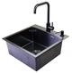 Мойка из нержавеющей стали AQUAMILL 5050 с PVD покрытием черная + смеситель + дозатор + решетка - изображение 8