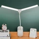 Настольная USB LED лампа гибкая, двойная с аккумулятором и прищепкой белая - изображение 4