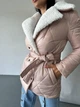 Женская зимняя стеганая куртка с мехом K&ML XS - S (42-44) Бежевый ( 47 - 02) - изображение 4