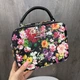 Женская мини сумка каркасная Kirs черная сумочка клатч с цветочками черная (1684Е) - изображение 8