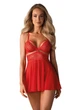 Пеньюар с кружевом Obsessive 838-BAB-3 babydoll Красный 2XL/3XL (SX1121) - изображение 1