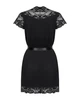 Сексуальный халат с кружевом Obsessive 810-PEI-1 peignoir Черный 2XL/3XL (SO7162) - изображение 4