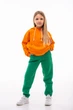 Детский спортивный утепленный костюм Kindamor Warm Autumn Orange для девочки, флис 134 см оранжевый с зеленым - изображение 4
