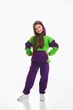 Дитячий спортивний утеплений костюм Kindamor Active Heat Purple/Green, фліс для дівчинки 128 см фіолетовий із зеленим - зображення 1