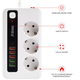 Мережевий фільтр BKL-03 на 4 розетки 2 Type-C + 4 USB, 100-250V, 10А, чорний - зображення 2