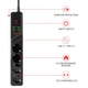 Мережевий фільтр на 4 розетки 2 Type-C + 4 USB, 100-250V, 10А, чорний (BKL-03_black) - зображення 2