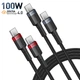 Кабель 2 шт Type-C на Type-C Baseus Cafule Fast Charging Data Cable (1m, 100W, 5A, 480 Mbps). Black - изображение 1