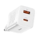 Сетевое зарядное устройство 1Type-C+1USB на 30W с быстрой зарядкой QC+PD блок питания белый Baseus (CCSUPP-E02) - изображение 1