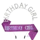 Набір на День народження стрічка через плече та обруч тіара Birthday Girl Honey Fashion Accessories One Size сріблястий+фіолетовий (12-208) - зображення 1