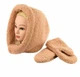 Комплект жіночий капор + рукавички Баранець (One-Size) Персиковий - зображення 1