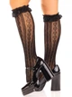 Носочки ажурные с рюшами Leg Avenue Sweetheart Ruffle Cuff Knee Highs высокие Черный 37–43 ( SX1048 ) - изображение 2