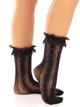 Носочки ажурные с рюшами Leg Avenue ini Bow Lace Anklet Черный 37–43 ( SX1046 ) - изображение 1