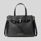 Сумка женская Michael Kors Emilia Small Pebbled Leather Satchel 35H0GU5S1B чорно-сіра - изображение 1