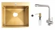 Комплект Gunter&Hauer: Кухонна мийка Mindel 5522 Gold + Змішувач LUFT Br + Дозатор SOAP DISPENSER Gold - зображення 1