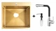 Комплект Gunter&Hauer: Кухонна мийка Mindel 5522 Gold + Змішувач DUNKEL Cr-Bl + Дозатор SOAP DISPENSER Black - зображення 1