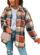 Фланельна сорочка-куртка HangNiFang Long Plaid Oversized Button Down Shirts Color: Orange/Red/Beige M - изображение 1