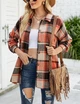 Фланельна сорочка-куртка HangNiFang Long Plaid Oversized Button Down Shirts Color: Orange/Red/Beige M - изображение 3