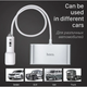 Автомобільний зарядний пристрій HOCO Z13 LCD one-pull-three car charger 2USB 2.1A silver - зображення 2