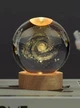 Декоративный хрустальный шар 3D ночник "Галактика" на деревянной подставке с USB питанием - изображение 2