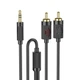 Аудіо-кабель з AUX mini-Jack 3,5 мм на Double RCA тюльпан Hoco lotus audio cable (1.5m). Black - зображення 2