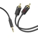 Аудіо-кабель з AUX mini-Jack 3,5 мм на Double RCA тюльпан Hoco lotus audio cable (1.5m). Black - зображення 3