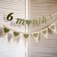 Гірлянда-літери "6 months" бежево-оливкова + трикутні прапорці з сердечками, дизайнерський картон, ручна робота - зображення 1