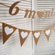 Гірлянда-літери "6 months" коричнево-біла + трикутні прапорці з сердечками, дизайнерський картон, ручна робота - зображення 4