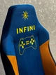 Комп'ютерне крісло розкладається до 180° Infini Joystick J180 геймерське Синьо-жовта тканина для геймерів та роботи - изображение 7