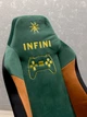 Комп'ютерне крісло розкладається до 180° Infini Joystick J180 геймерське Зелено-жовта тканина для геймерів та роботи - изображение 2