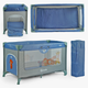 Ліжечко-манеж (складний, сталева рама, сітка, з коліщатками) Toti T-04011 Синій - зображення 2