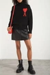 Свитер Ami Paris Ami de Coeur Sweater Red с горловиной Размер S Черный - изображение 3