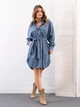 Платье-рубашка миди осеннее женское ISSA PLUS SA-496 L-XL Синее (issa2007682505616) - изображение 1