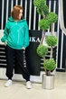 Женский спортивный костюм с капюшоном и со стразами VEDIKA STRIPE, Турция 56 Зеленый - изображение 1
