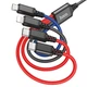Кабель HOCO X76 USB to Lightning+2xType-C+Micro-USB 2A 1m nylon aluminum connectors Black-Red-Blue (6931474768650) - изображение 1