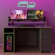 Стол компьютерный игровой Майнкрафт Люкс с подсветкой RGB Антрацит салатовой кромкой L=1600мм (арт.SKRZ1000-116) - изображение 1