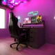 Стол компьютерный игровой Майнкрафт Люкс с подсветкой RGB Антрацит c красной кромкой L=1600мм (арт.SKRZ1000-113) - изображение 3