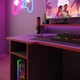 Стол компьютерный игровой Майнкрафт Люкс с подсветкой RGB Антрацит c красной кромкой L=1600мм (арт.SKRZ1000-113) - изображение 5