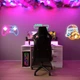 Стол компьютерный игровой Майнкрафт Люкс с подсветкой RGB Белый с розовой кромкой L=1600мм (арт.SKRZ1000-120) - изображение 2