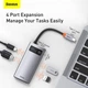 Док-станция адаптер хаб BASEUS Metal Gleam Series 4-in-1 - Type-C to 2USB HDMI Type-C (CAHUB-CY0G) - изображение 6