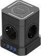 Универсальный сетевой удлинитель RZTK Power Hub Wireless 15W + 3 USB-A + USB-С (PD20W) Black 2 м - изображение 1