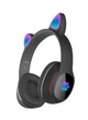 Беспроводные наушники детские ATD CAT EAR L400 с кошачьими ушками LED подсветкой Bluetooth 5.0 microUSB встроенным микрофоном радио Black - изображение 1
