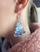 Серьги Ёлочка с сине-розовыми блёстками - изображение 5