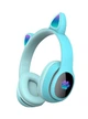Беспроводные наушники детские ATD CAT EAR L400 с кошачьими ушками LED подсветкой Bluetooth 5.0 microUSB встроенным микрофоном радио Turquoise - изображение 1