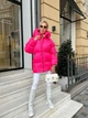 Женская зимняя куртка с капюшоном малинового цвета 39427 One Size - изображение 3