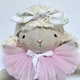 Текстильна лялька ручної роботи з льону Овечка у комбінезоні (62015) - зображення 4