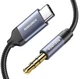 Аудіо-перехідник Type-C to AUX Mini-Jack 3.5 mm Rocoren для Android пристроїв Xiaomi, Meizu, Samsung, Huawei, Oppo, Vivo, LG iOS пристроїв iPhone 15/15 Pro/15 Plus/15 Pro Max/16/16 Plus/16 Pro Max 1M Кабель Аукс на Тайп-C ( USB-C) Black-Grey - зображення 2