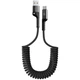 Кабель в авто, Спіраль USB-A to USB-C 2.4A 1m Black - зображення 1