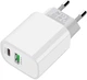 Мережевий зарядний пристрій XO L64 USB-A USB-C 18W White (L64.white) - зображення 3