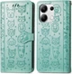 Чехол Embossed Cat and Dog для Xiaomi Redmi Note 14S книжка кожа PU с визитницей мятный - изображение 7